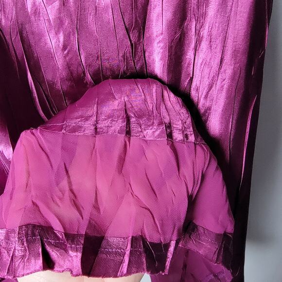 Dressbarn Purple Smocked Midi Dress Sz S Flutter Sleeve Flaw Tear As Is Boho - Picture 5 of 9